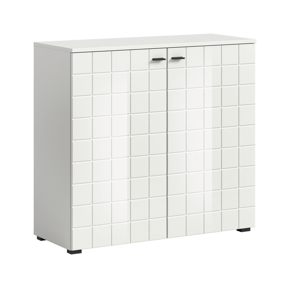 KOMMODE Monte Weiß B: 92 cm - Weiß Hochglanz/Schwarz, Design, Holzwerkstoff (92/86/37cm) - MID.YOU