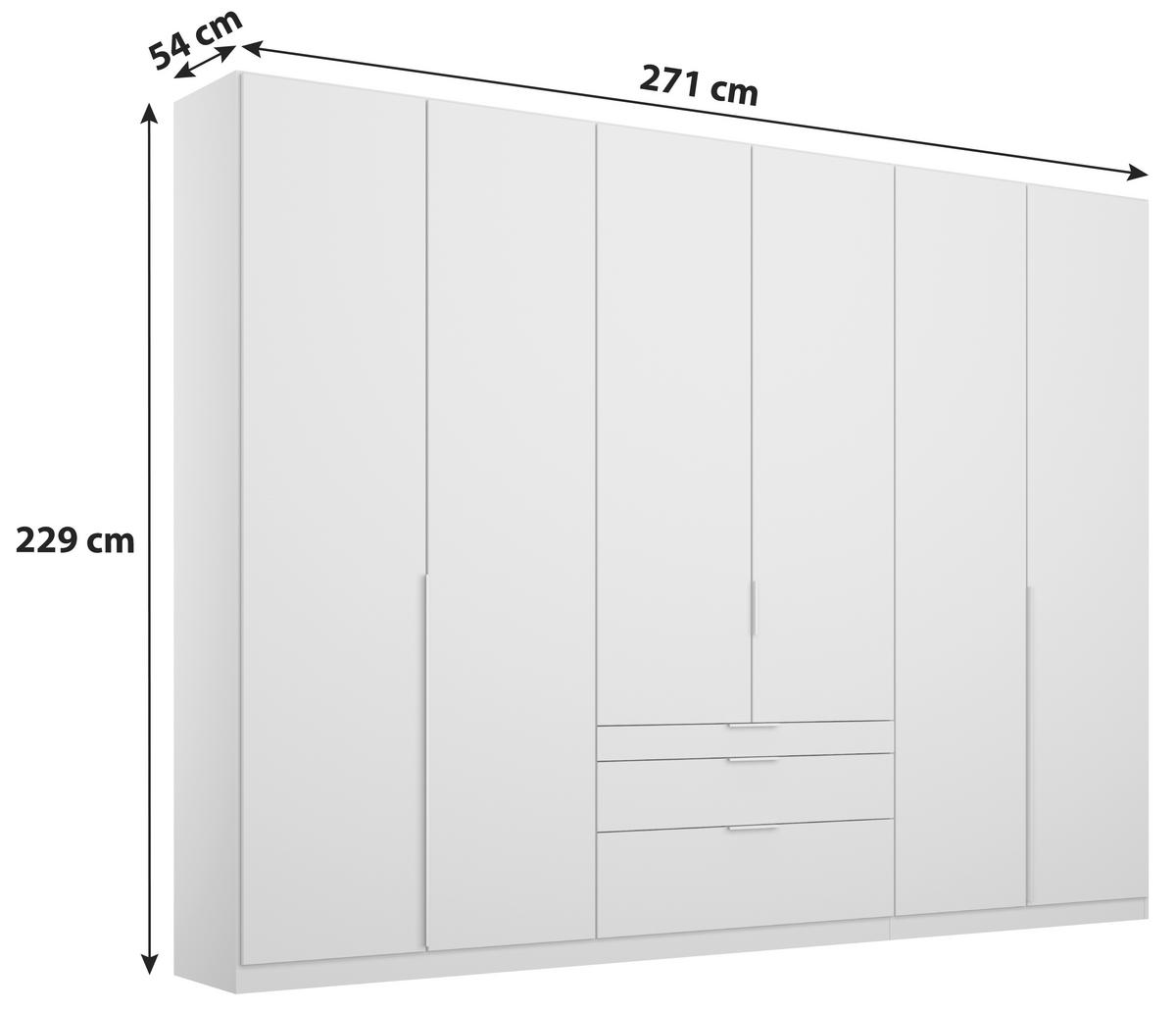 Drehtürenschrank Mit Laden 271 Cm Alabama, Seidengrau - Hellgrau, MODERN, Holzwerkstoff (271/229/54cm)
