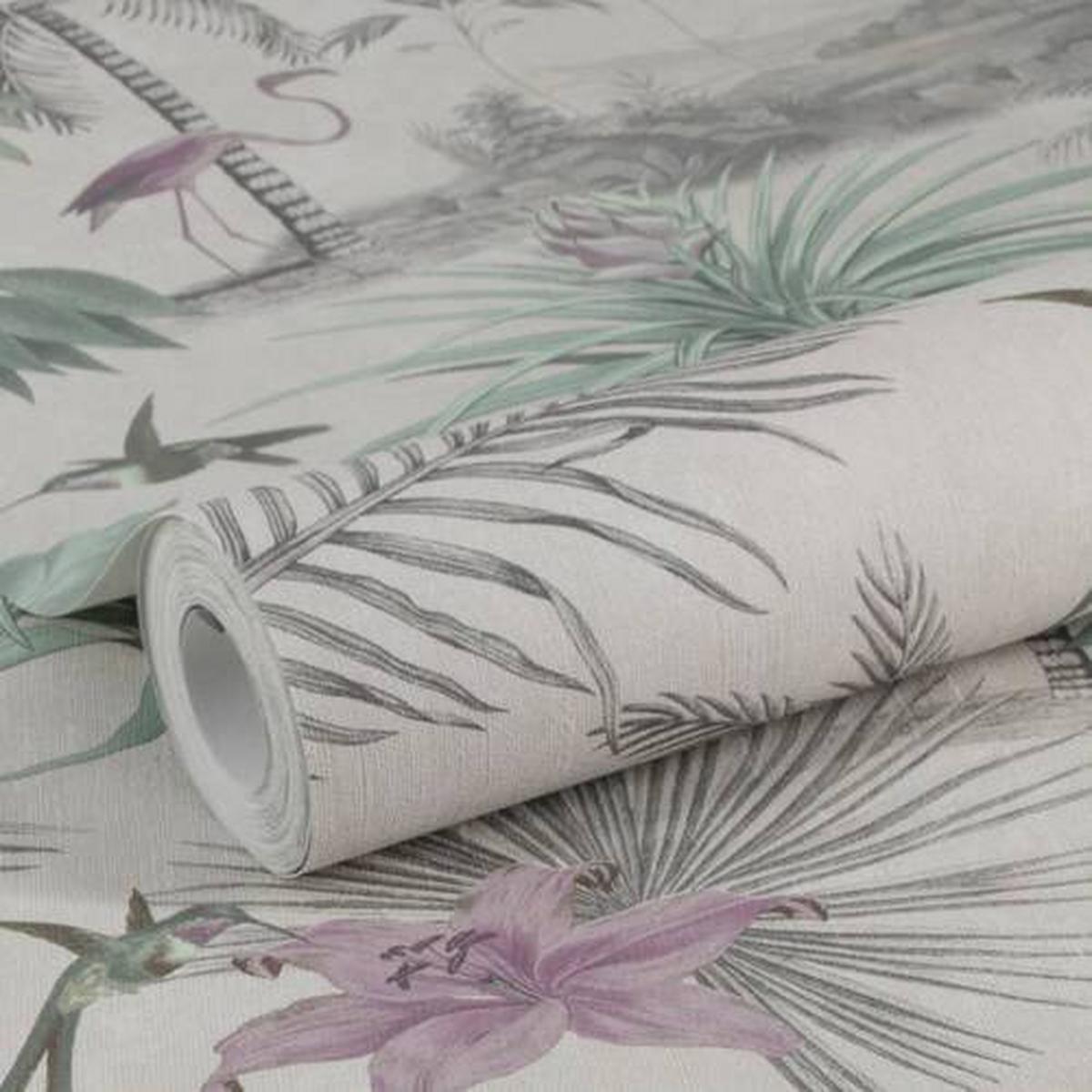 Vliestapete Paradise, Grau/rosa - Pink/Grau, Basics, Papier/Kunststoff (52/1005cm)