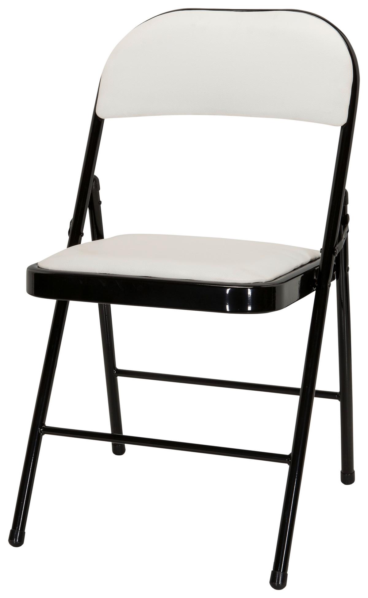 Klappstuhl Tudela Pu Schwarz/weiß Lederlook - Schwarz/Weiß, Basics, Textil/Metall (44/80/49cm) - MID.YOU