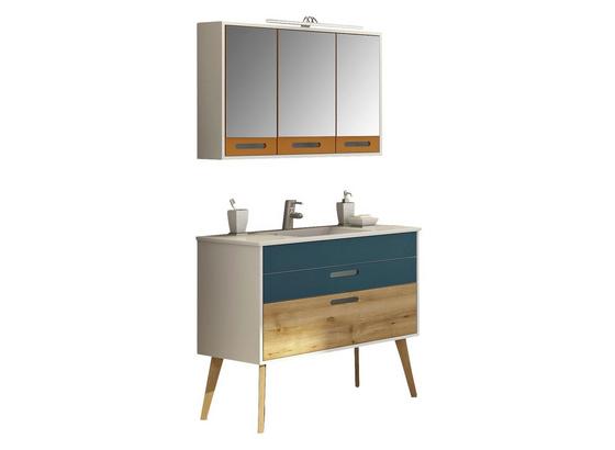 Badezimmer Malmö 100 cm Weiß/ Mehrfärbig - Blau/Currygelb, Basics, Holzwerkstoff/Stein (100/47cm) Badezimmer Malmö 100 cm Weiß/ Mehrfärbig - Blau/Currygelb, Basics, Holzwerkstoff/Stein (100/47cm)