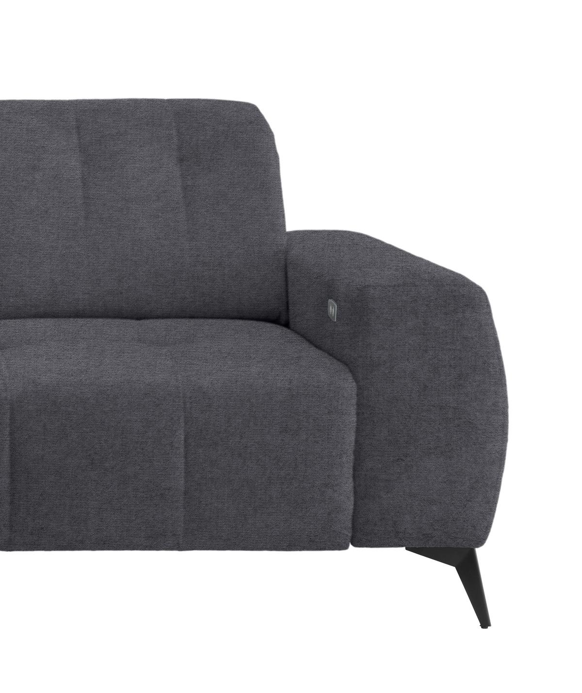 Ecksofa mit USB Anschluss Sano, Anthrazit, S: 180x258 cm - Anthrazit/Schwarz, MODERN, Textil (180/258cm) - Livetastic