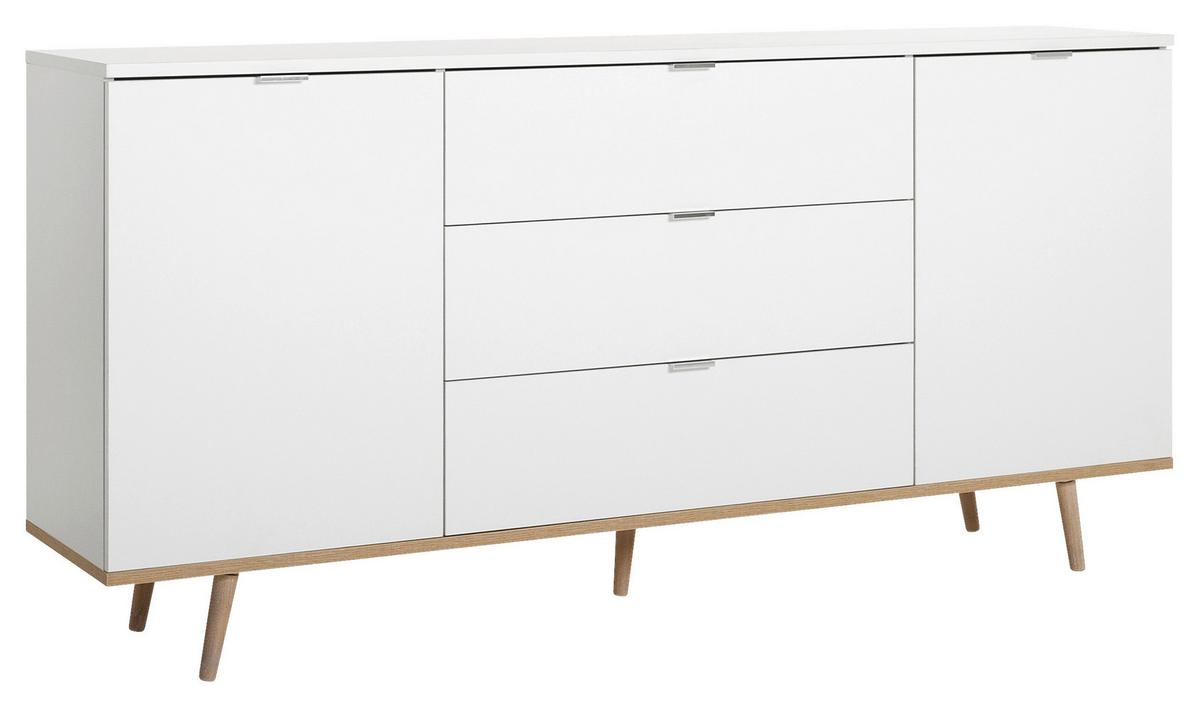 Sideboard teilmassiv, 3 Laden 180cm Göteborg 51 Sonoma Eiche - Weiß/Sonoma Eiche, KONVENTIONELL, Holzwerkstoff (180/87/40cm) - MID.YOU