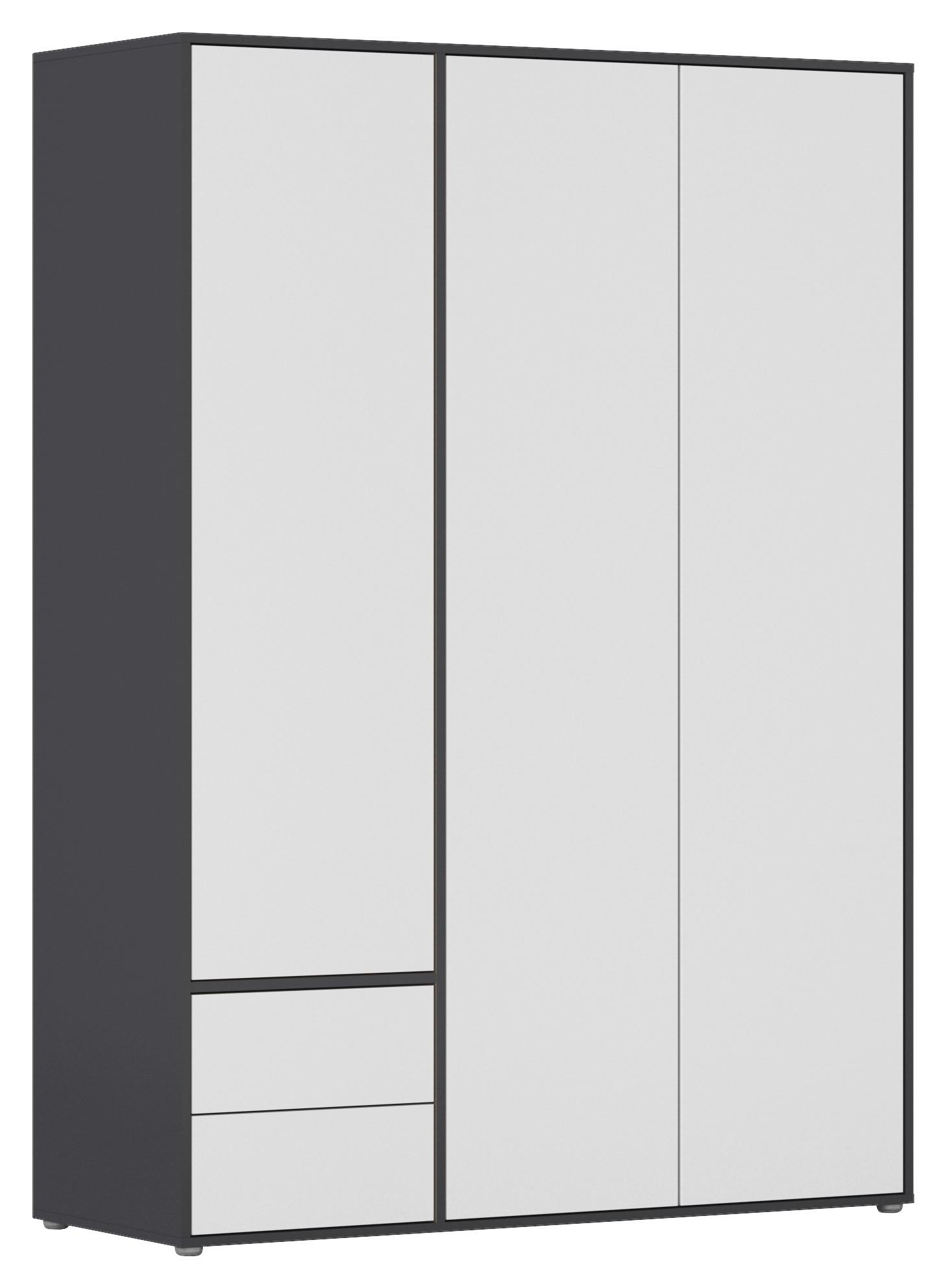 Drehtürenschrank Nabila Grau Weiß B: 140 cm - Weiß/Grau, MODERN, Holzwerkstoff (140/194/53cm) - Rauch Möbel