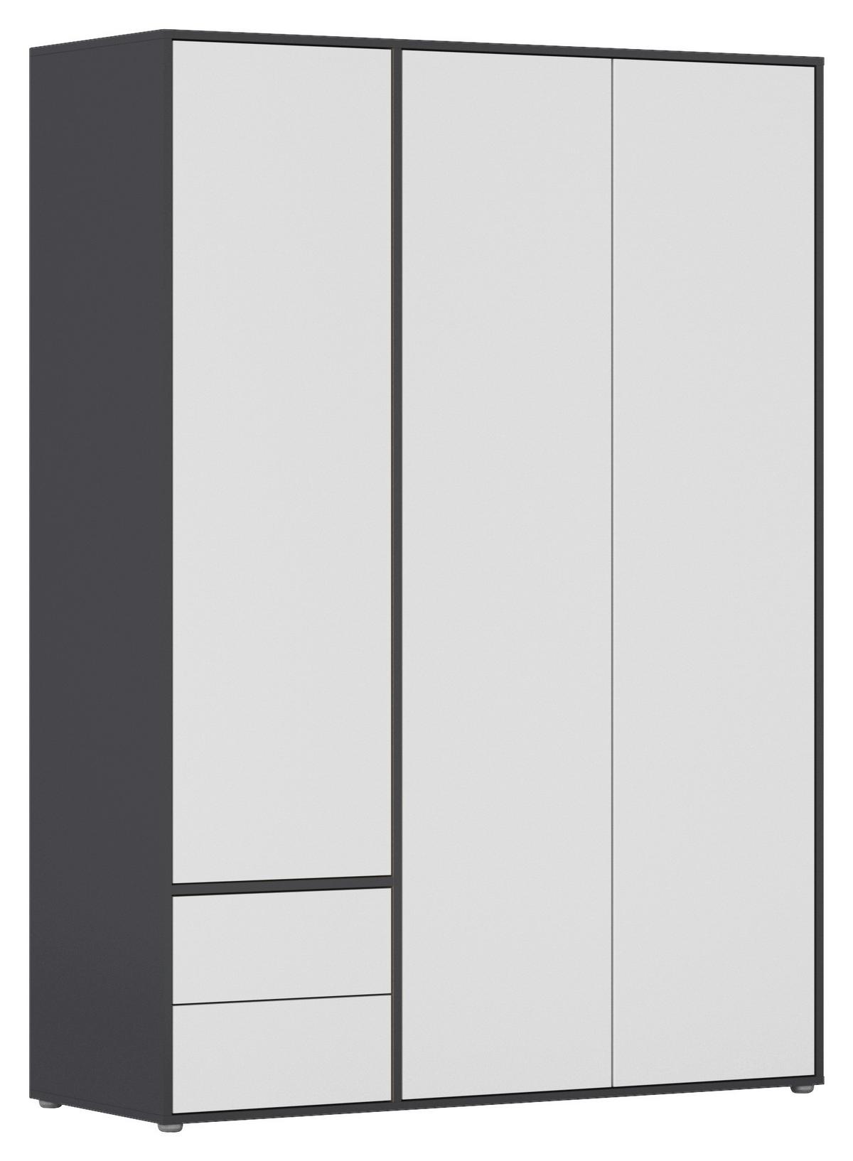 Drehtürenschrank Nabila Grau Weiß B: 140 cm - Weiß/Grau, MODERN, Holzwerkstoff (140/194/53cm) - Rauch Möbel