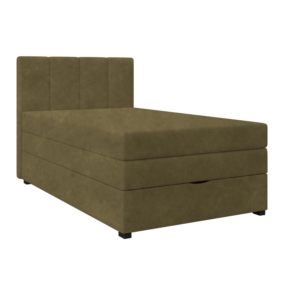 Boxspringbett mit Topper & Bettkasten 140x200 Lauro - Schwarz/Grün, Trend, Textil (140/200cm)