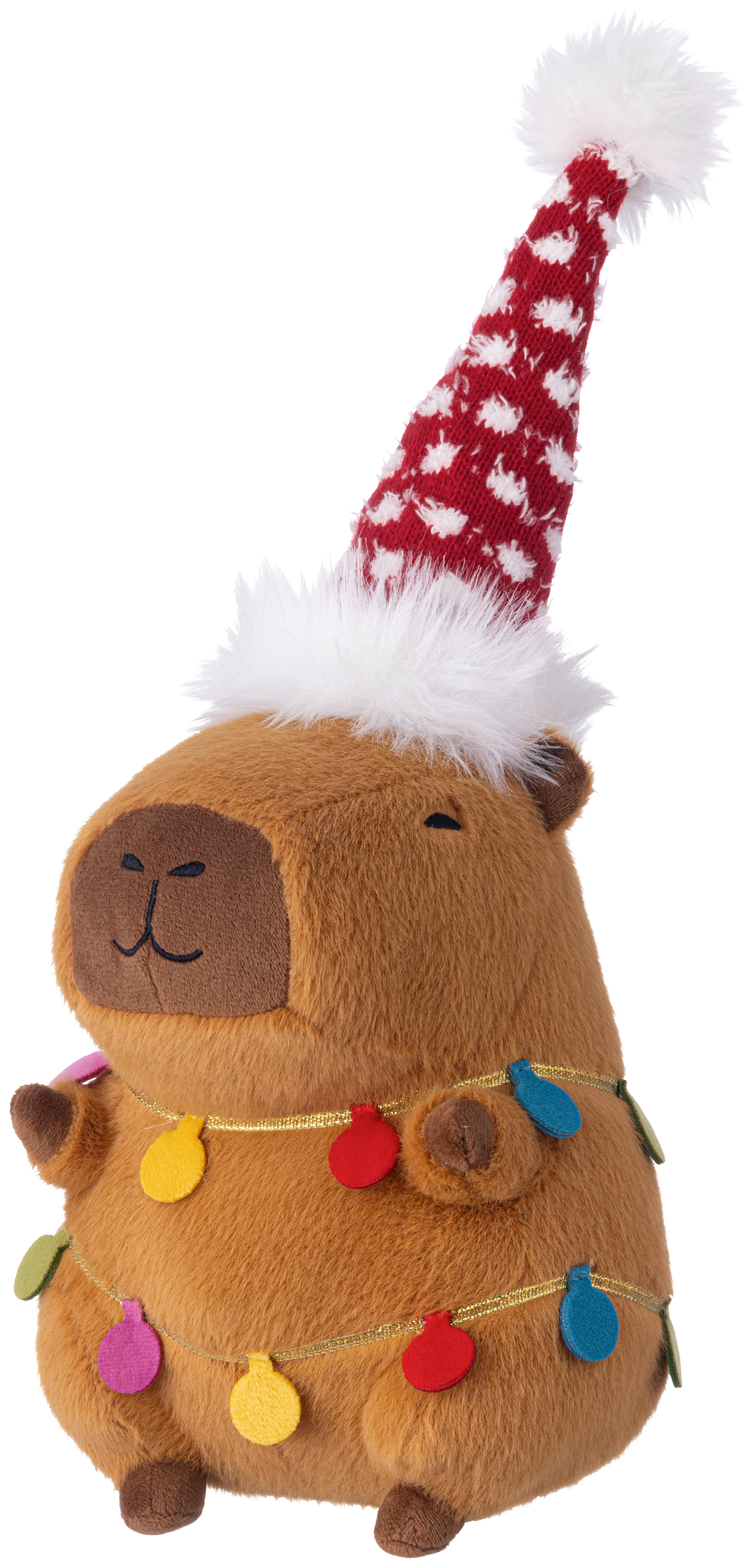 Dekor Állatfigura Capybara - barna/piros, Konventionell, textil - Luca Bessoni