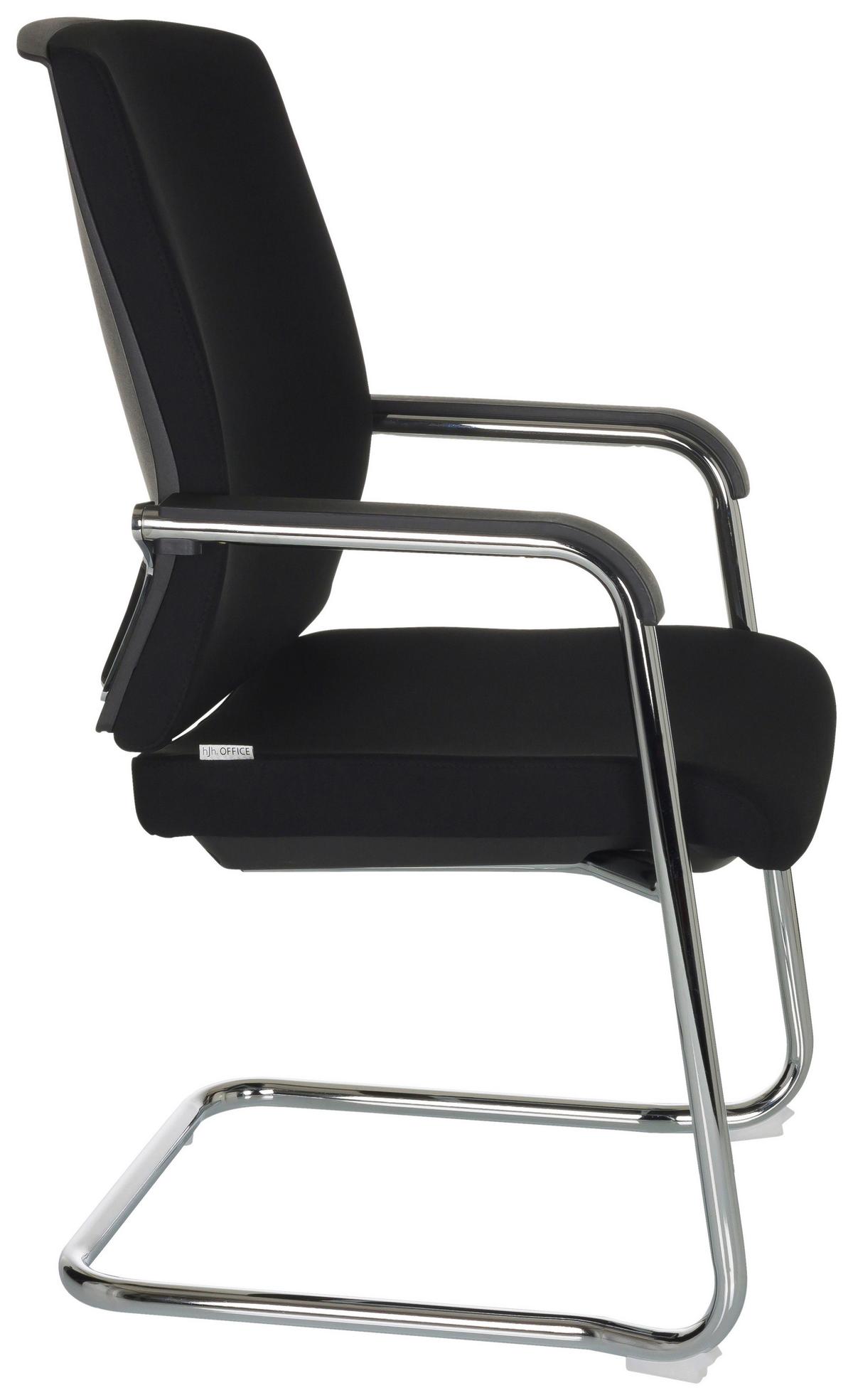 Besucherstuhl Levia Schwarz Bis 150 Kg - Silberfarben/Schwarz, Basics, Textil/Metall (59/96/61cm) - MID.YOU
