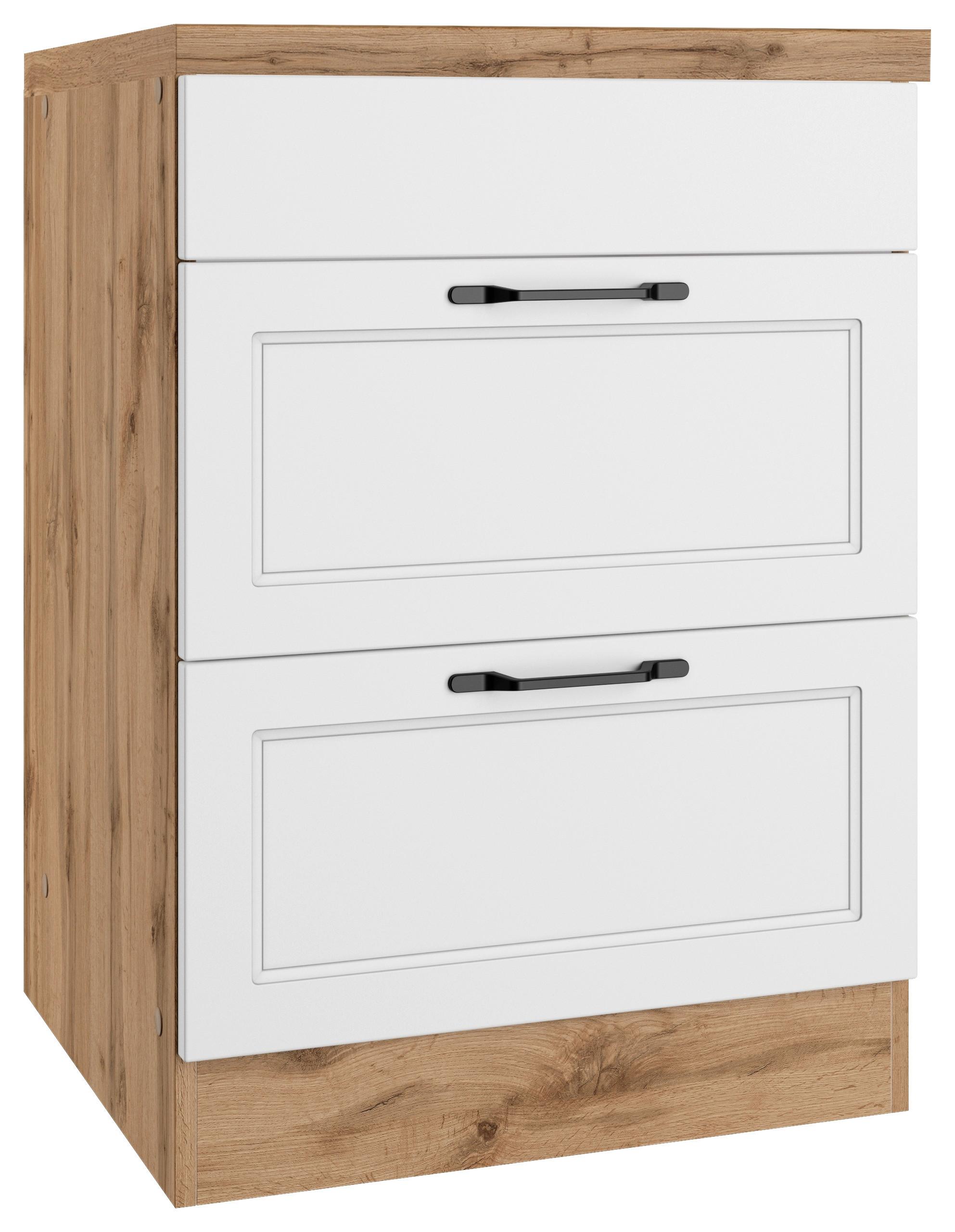 Kochfeldumbauschrank Meran B: 60 cm Weiß/Eiche Dekor - Eiche Wotan/Weiß, LIFESTYLE, Holzwerkstoff (60/86/60cm) - Held