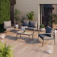 Lounge Garnitúra Aruba 4 Részes - sötétszürke/antracit, Modern, textil/fa (100/39/52cm) - Beldano