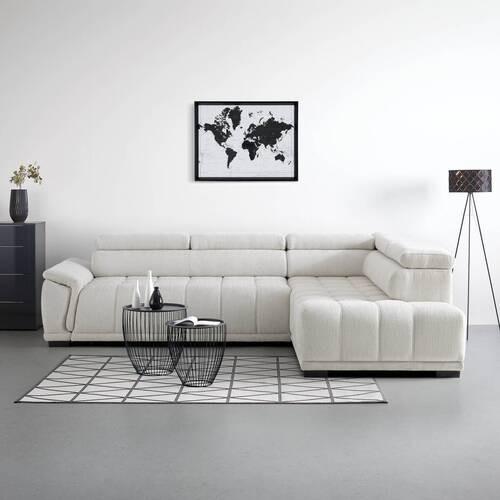 Rohová sedačka GRINALDI, pravá, šedobílá - černá/šedobílá, Moderní, textil/plast (283/206cm) - Premium Living
