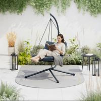 Hängesessel Santana - Dunkelgrau/Schwarz, MODERN, Kunststoff/Textil (196cm) - Beldano