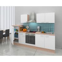 Küchenzeile Economy mit Geräten 270 cm Weiß/Eiche Dekor Modern - Eichefarben/Weiß, Basics, Holzwerkstoff (270cm) - Respekta