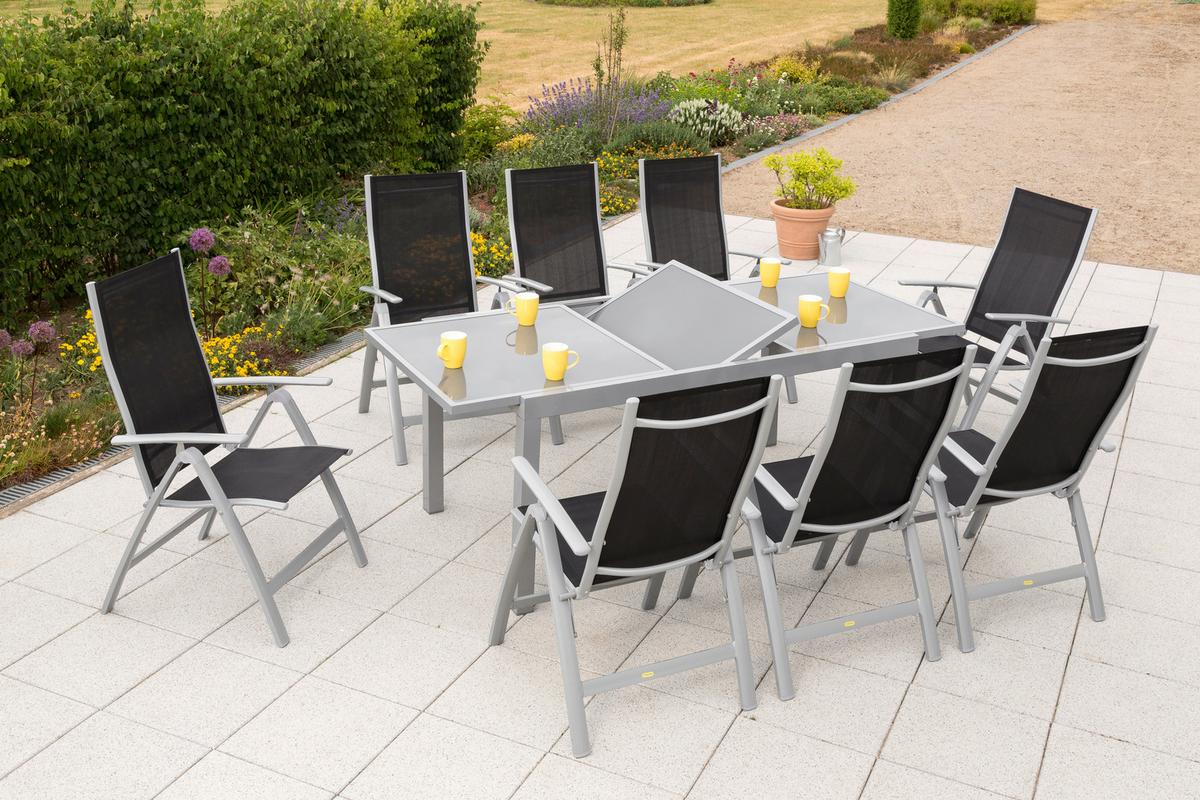 Gartenset Carrara - Silberfarben/Schwarz, MODERN, Textil/Metall - Gardenson