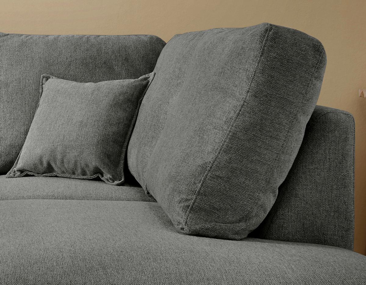 Ecksofa Mit Schlaffunktion Valentina Mit Kissen Anthrazit - Anthrazit/Naturfarben, KONVENTIONELL, Textil (230/200cm) - P & B