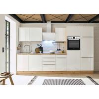 Küchenzeile mit Geräten B: 340 cm Weiß/Eiche Dekor - Weiß Hochglanz/Eiche Artisan, LIFESTYLE, Holzwerkstoff (340cm) - Respekta