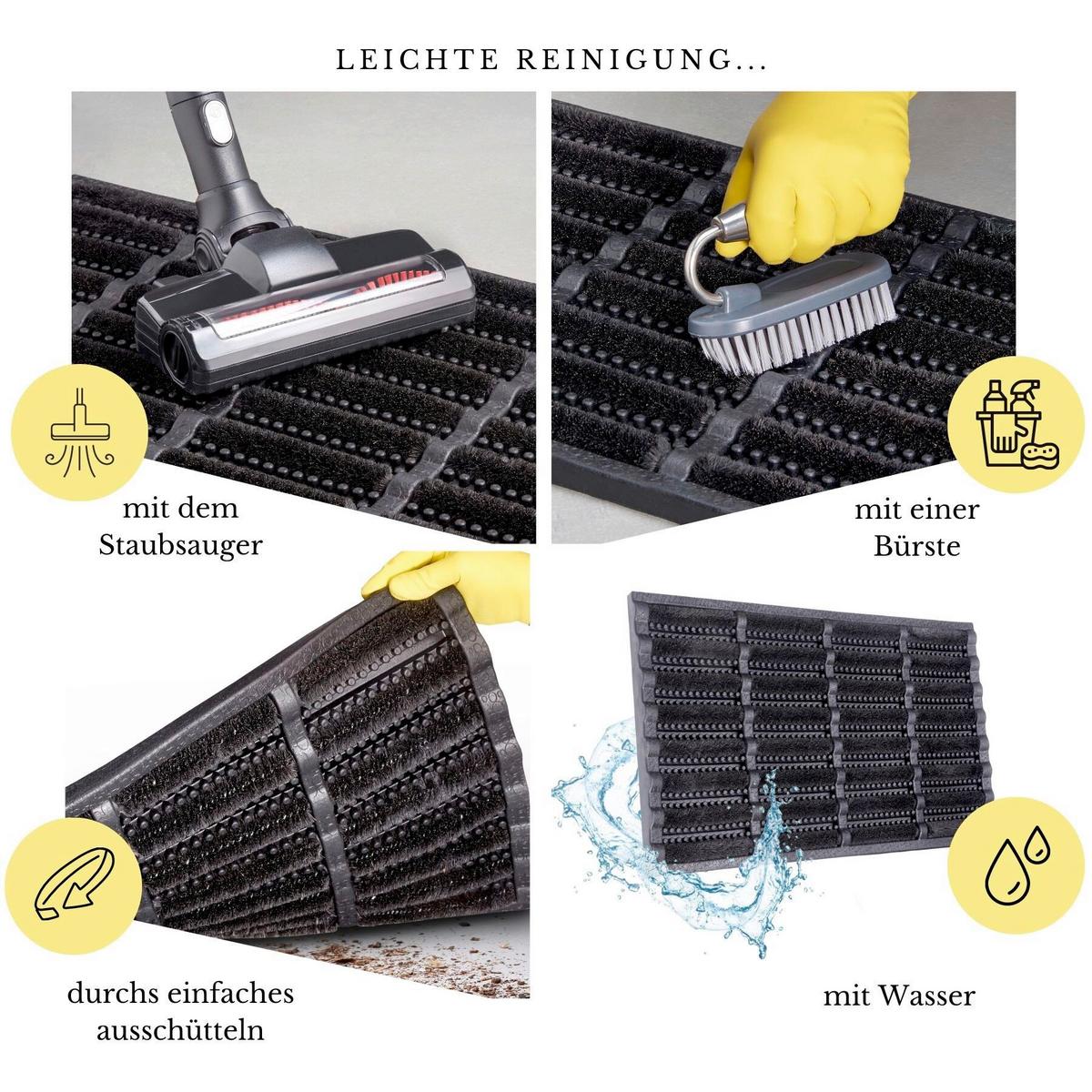 Kokosmatte Brushes Schwarz 40x60 cm - Schwarz, Basics, Naturmaterialien (40/60cm) - Hanse Home