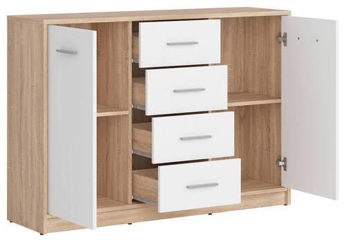 Kommode 118,5 Cm Nepo Plus Onoma Eiche Deko - Schwarz/Weiß, Design, Holzwerkstoff (118,5/84/34cm)