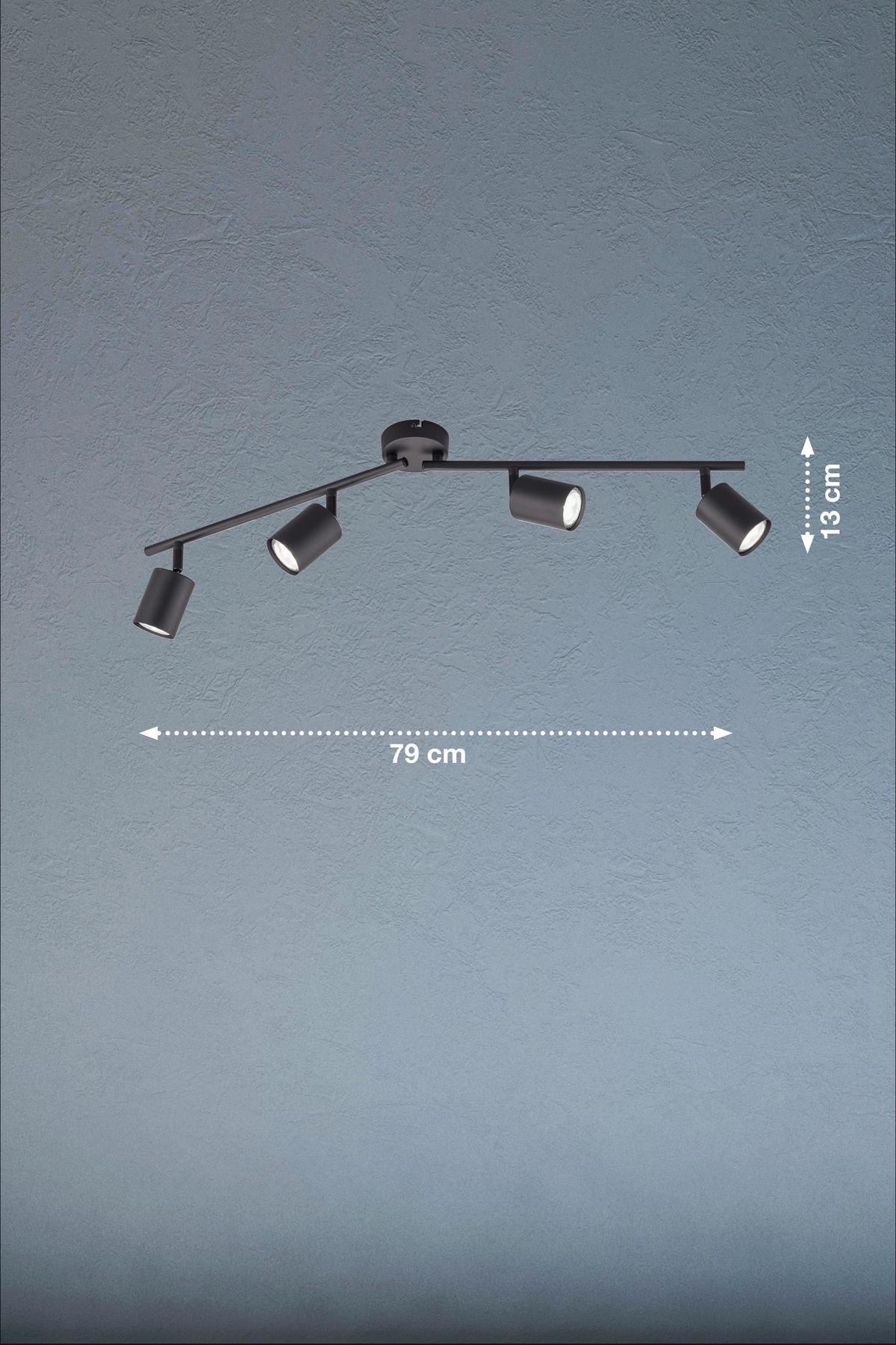 LED-Deckenleuchte Vano L: 79 cm, drehbar, 4-Flammig - Schwarz, Design, Metall (79/8/13cm) - Fischer & Honsel