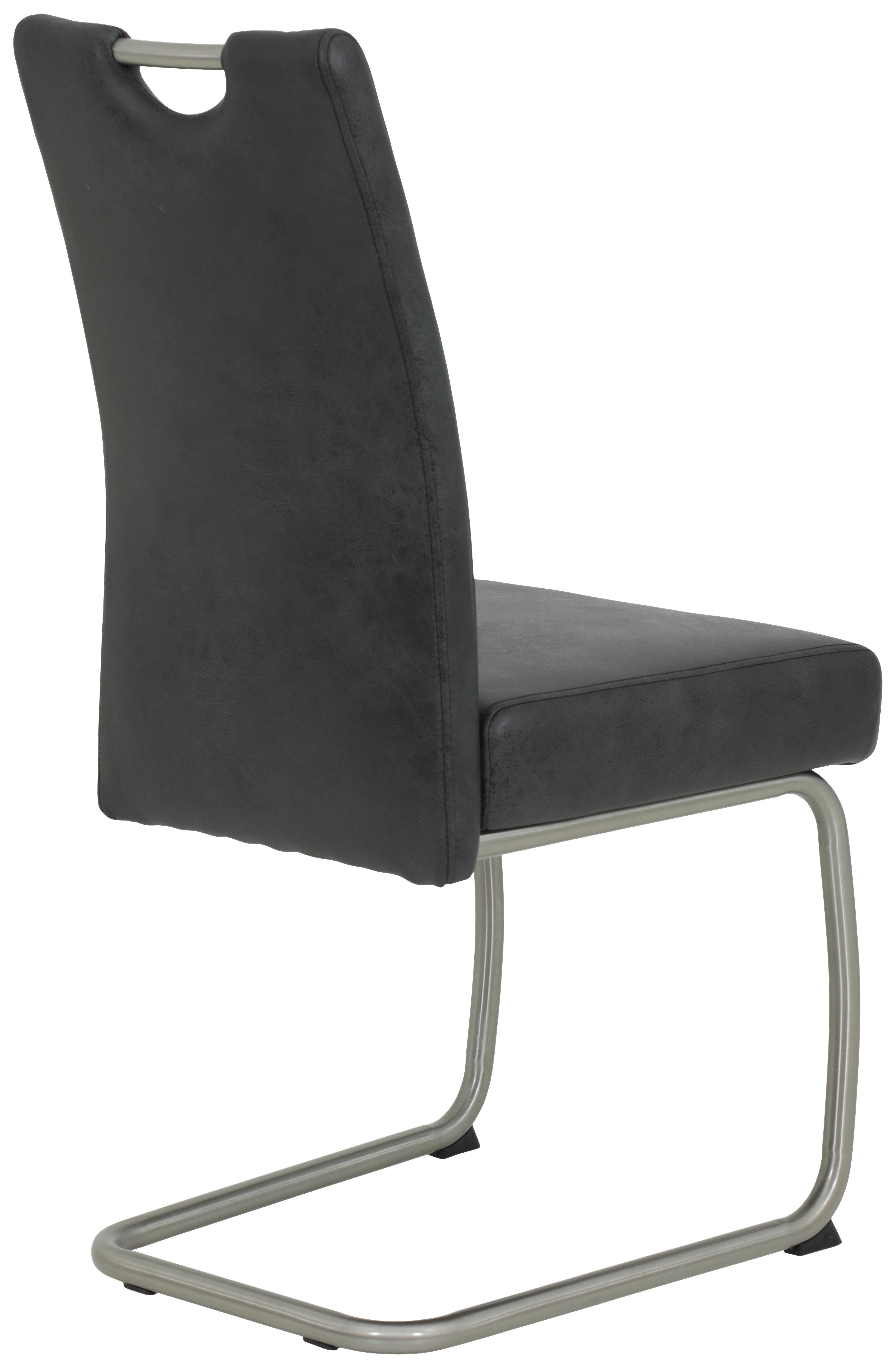 Schwingstuhl Sophia Anthrazit Gepolstert mit Griff 4er-Set - Edelstahlfarben/Anthrazit, MODERN, Textil/Metall (43/99/58cm) - MID.YOU