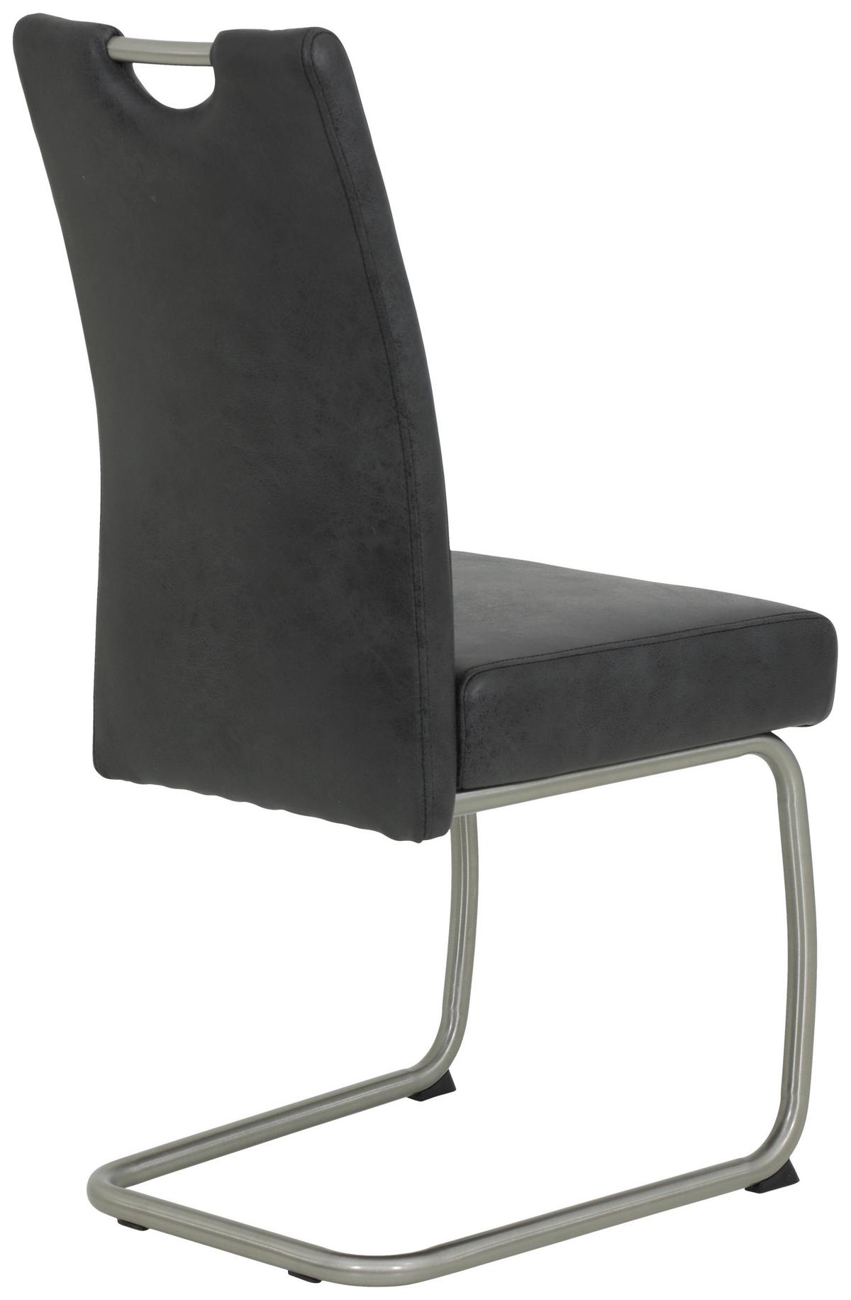 Schwingstuhl Sophia Anthrazit Gepolstert 2er-Set - Edelstahlfarben/Anthrazit, MODERN, Textil/Metall (43/99/58cm) - MID.YOU