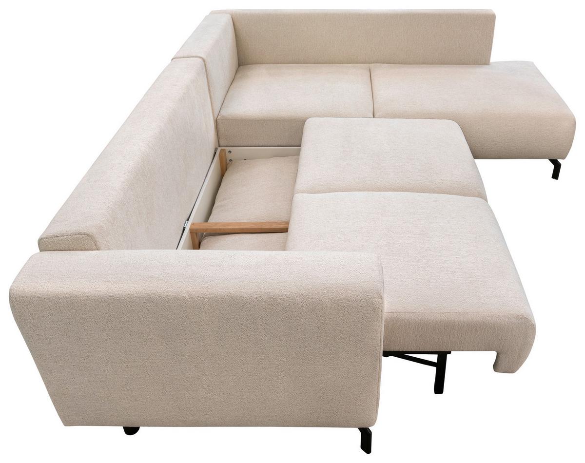 Rohová sedačka VENI, pravá, béžová ženilka - čierna/béžová, Modern, textil (272/210cm)