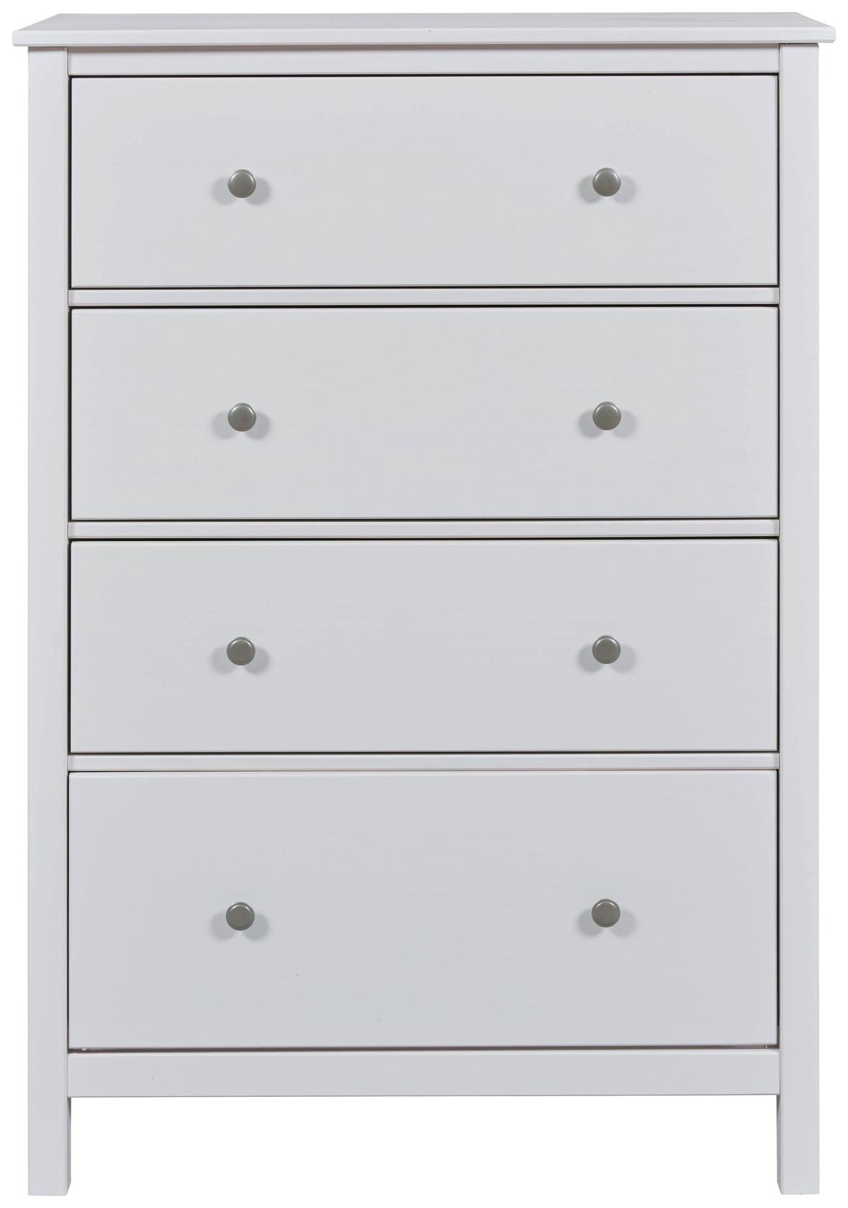 KOMODA CHILLY HOME - bílá/barvy stříbra, Romantický / Rustikální, kov/dřevo (82/120/39,5cm)