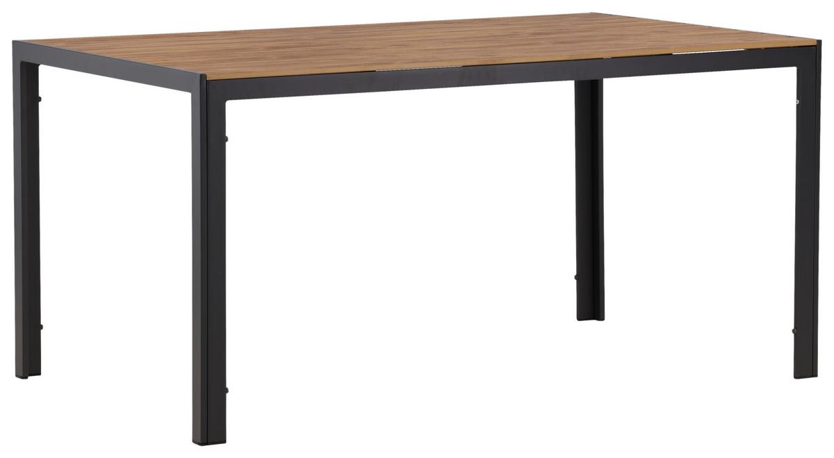 Gartentisch Break Aluminium L: 150cm - Schwarz/Naturfarben, KONVENTIONELL, Holz/Metall (150/90/75cm) - Gardenson