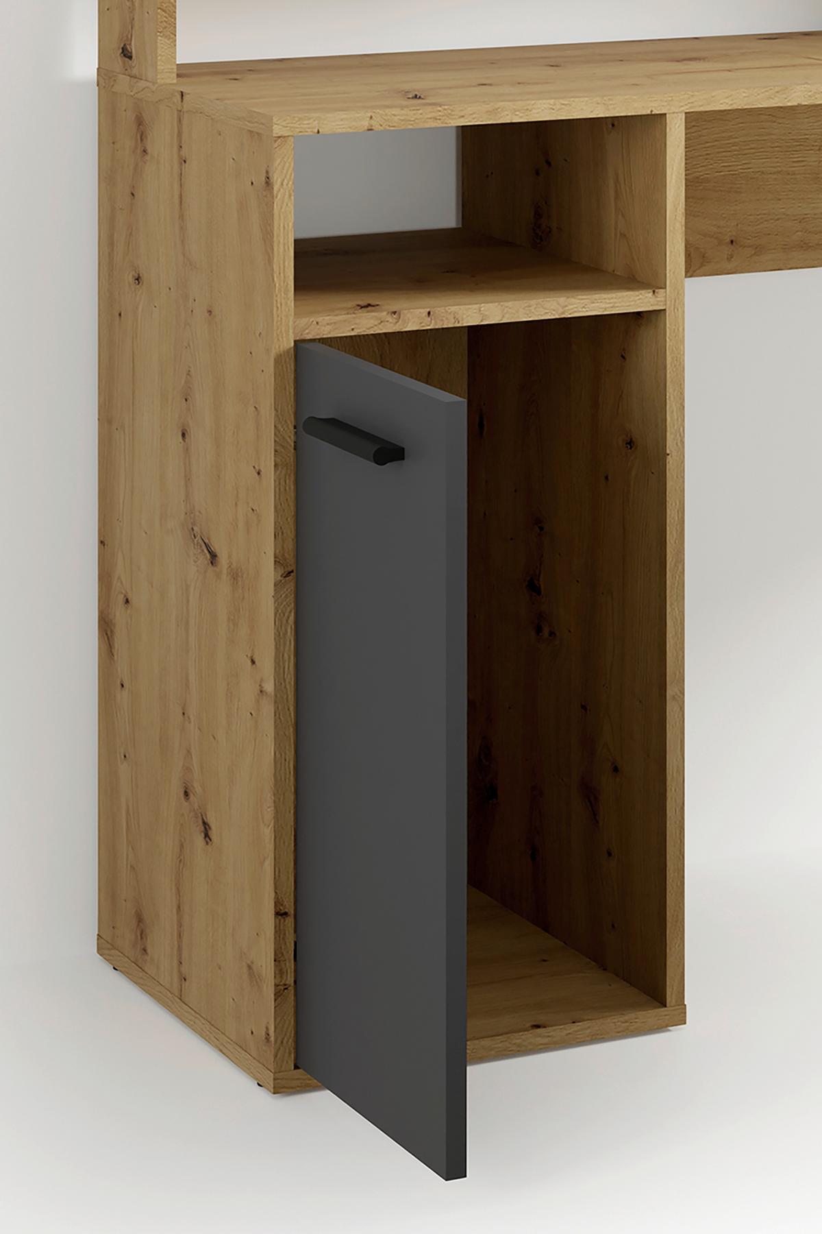 Schreibtisch Fox - Anthrazit/Eiche Artisan, MODERN, Holzwerkstoff (139/139/90,8cm) - MID.YOU