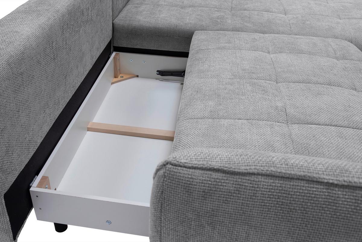 Ecksofa Samoa Grau S: 282x187 cm - Schwarz/Grau, Design, Textil (282/187cm) - Livetastic