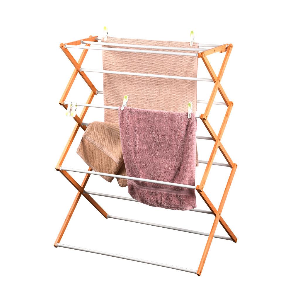 Wäschetrockner Bambus, Weiß, Hellbraun,platzsparend,b:74 Cm