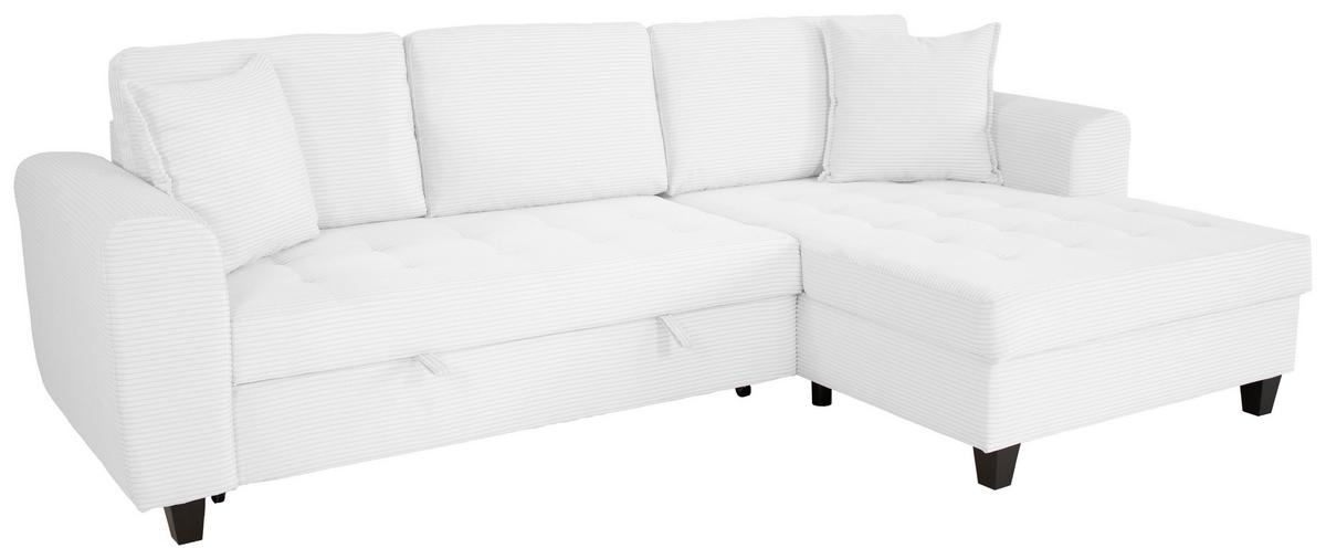 Ecksofa Moritz Silberfarben S: ca. 265x155 cm - Weiß, Trend, Textil (265/155cm)