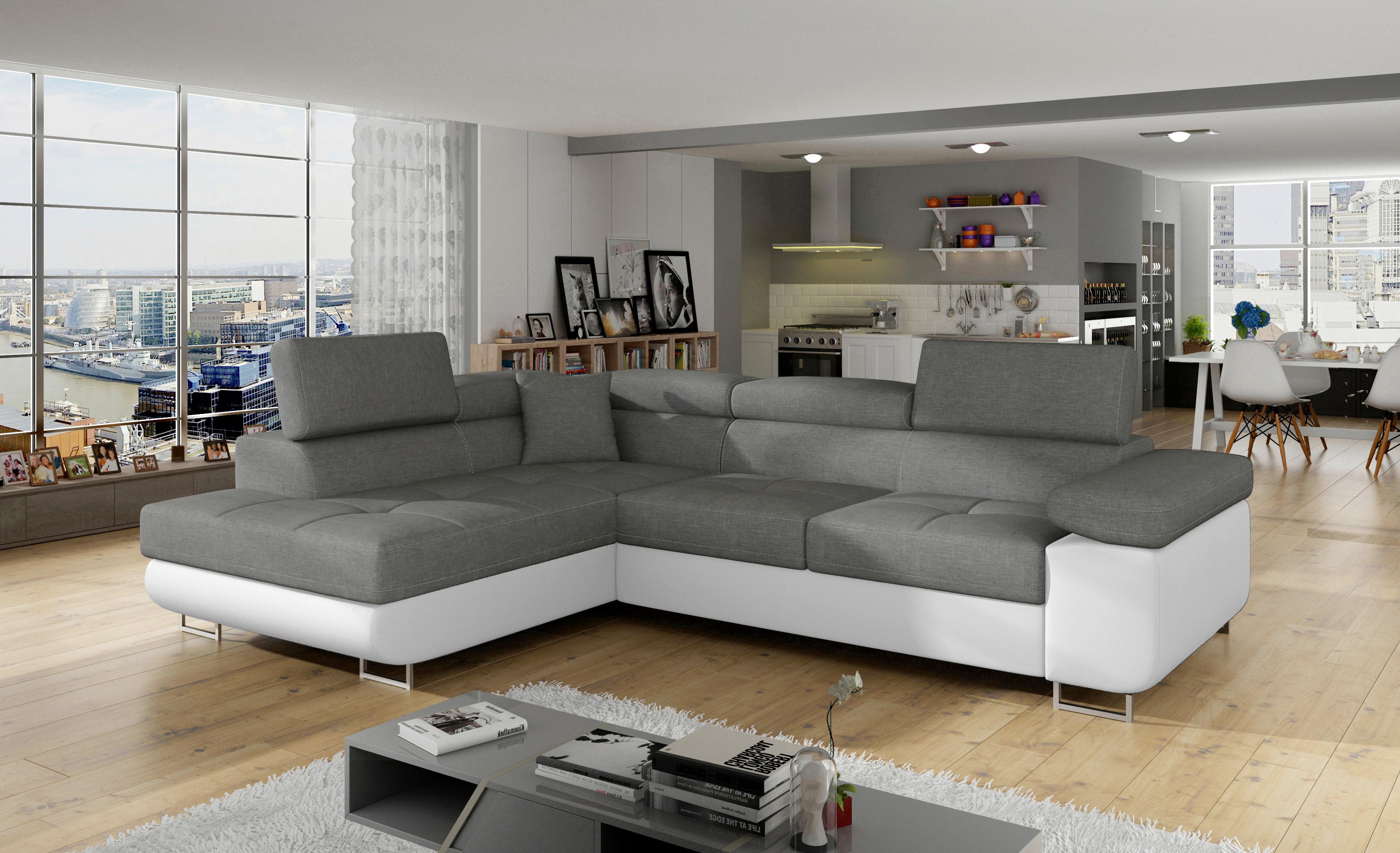 Ecksofa Anton Grau, Weiß S: 203x272 Cm - Chromfarben/Weiß, Design, Textil (203/272cm) - MID.YOU