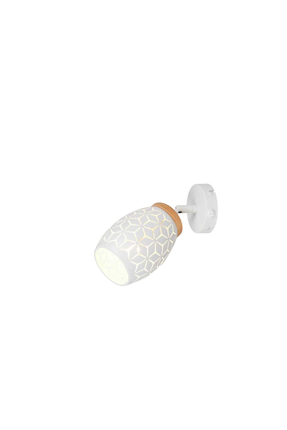 Strahler Bidar Naturfarben Weiß D:12cm - Naturfarben/Weiß, Trend, Holz/Metall (12/27cm)