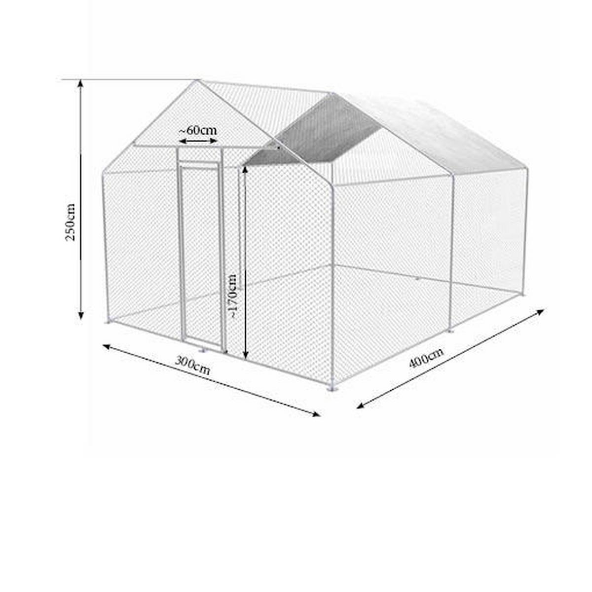 Heimtiergehege Zi-Cr342 400x250x300 cm Verzinkte Rohre - Grau, Basics, Metall (400/250/300cm) - Zipper
