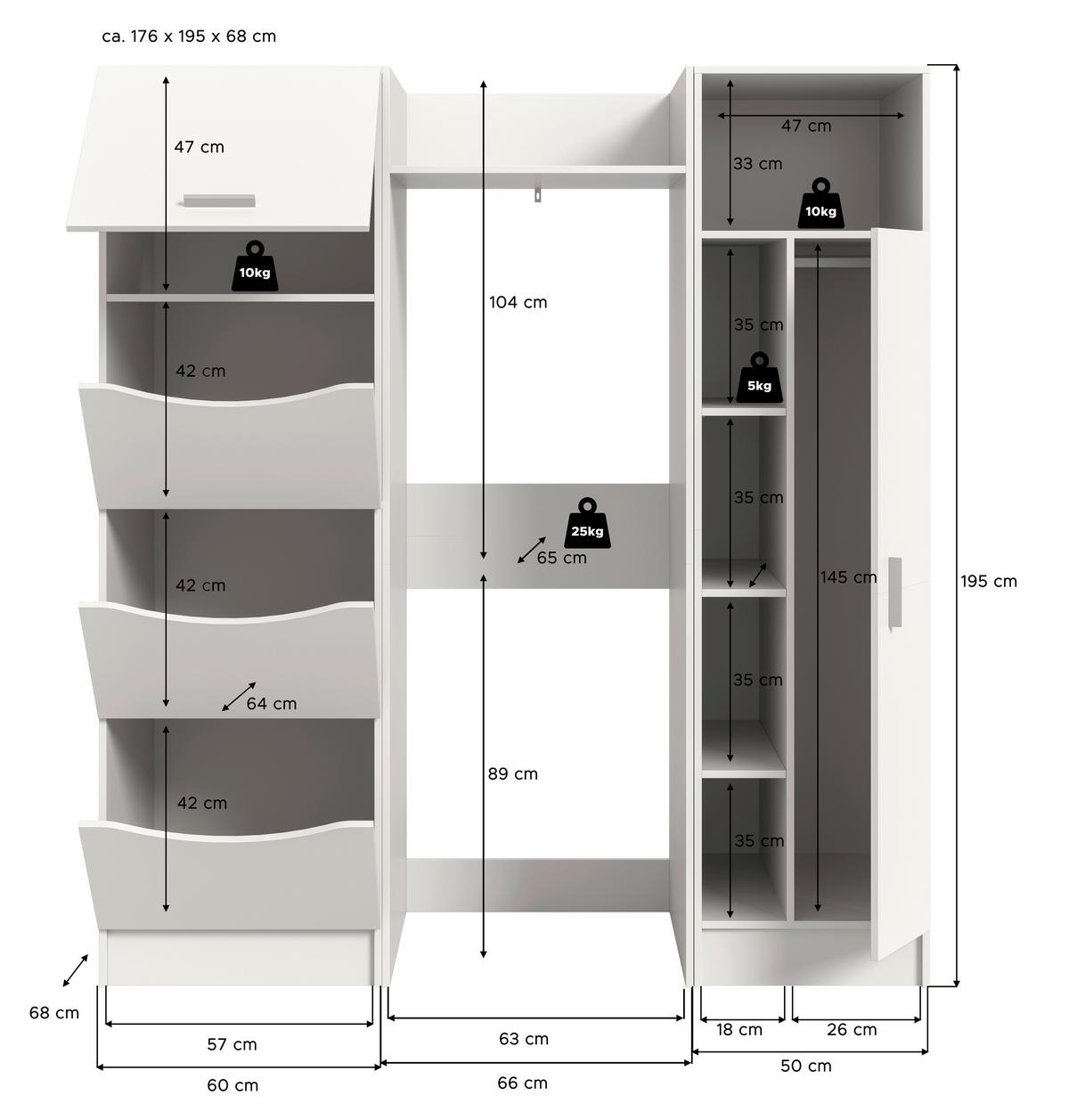Práčovňa Free biela - biela, Basics, kompozitné drevo (166/195/62cm) - MID.YOU