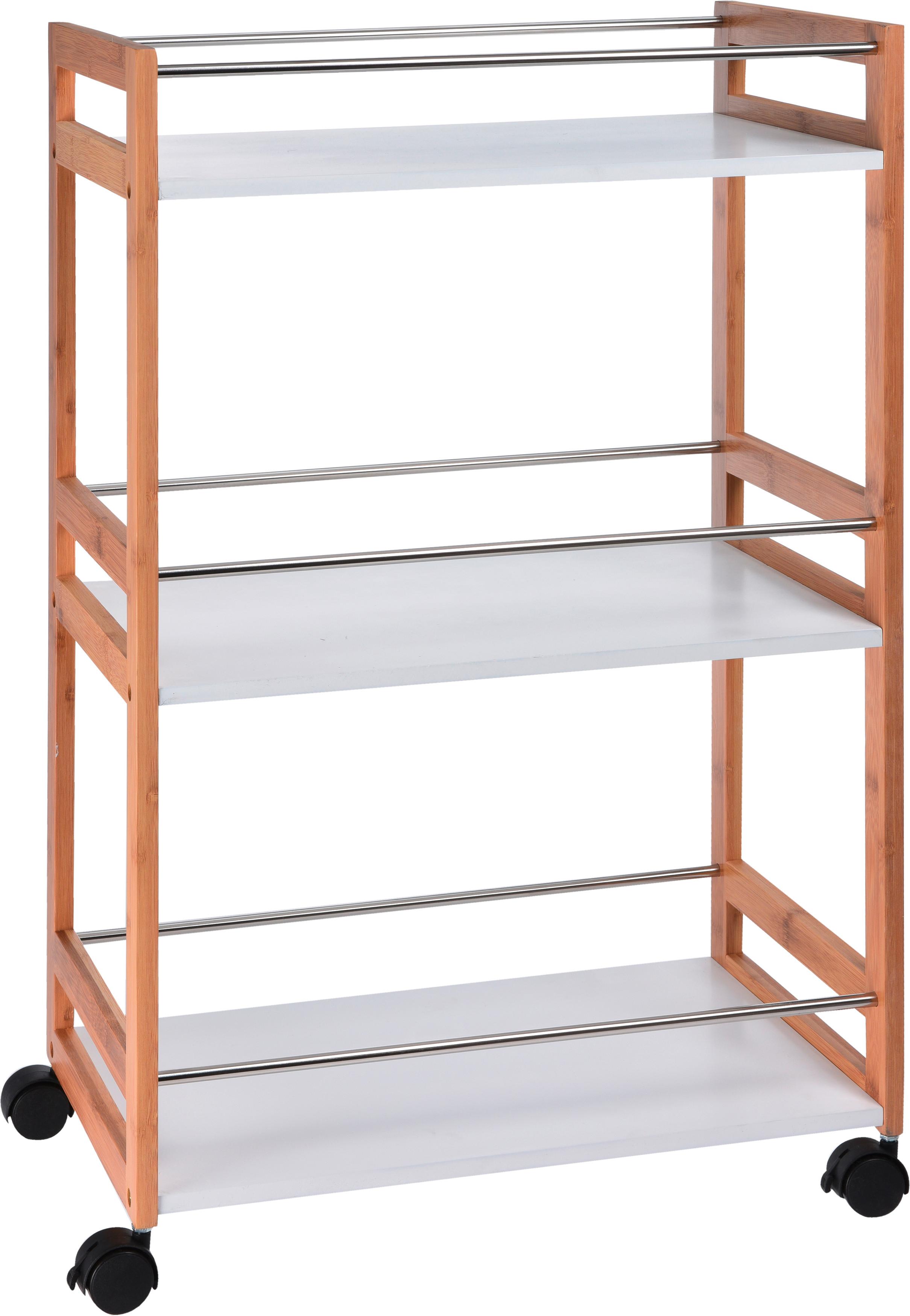 Küchenregal Bambus Mit Rollen B: 51 Cm Braun - Braun, Basics, Holz (51/80/30cm)