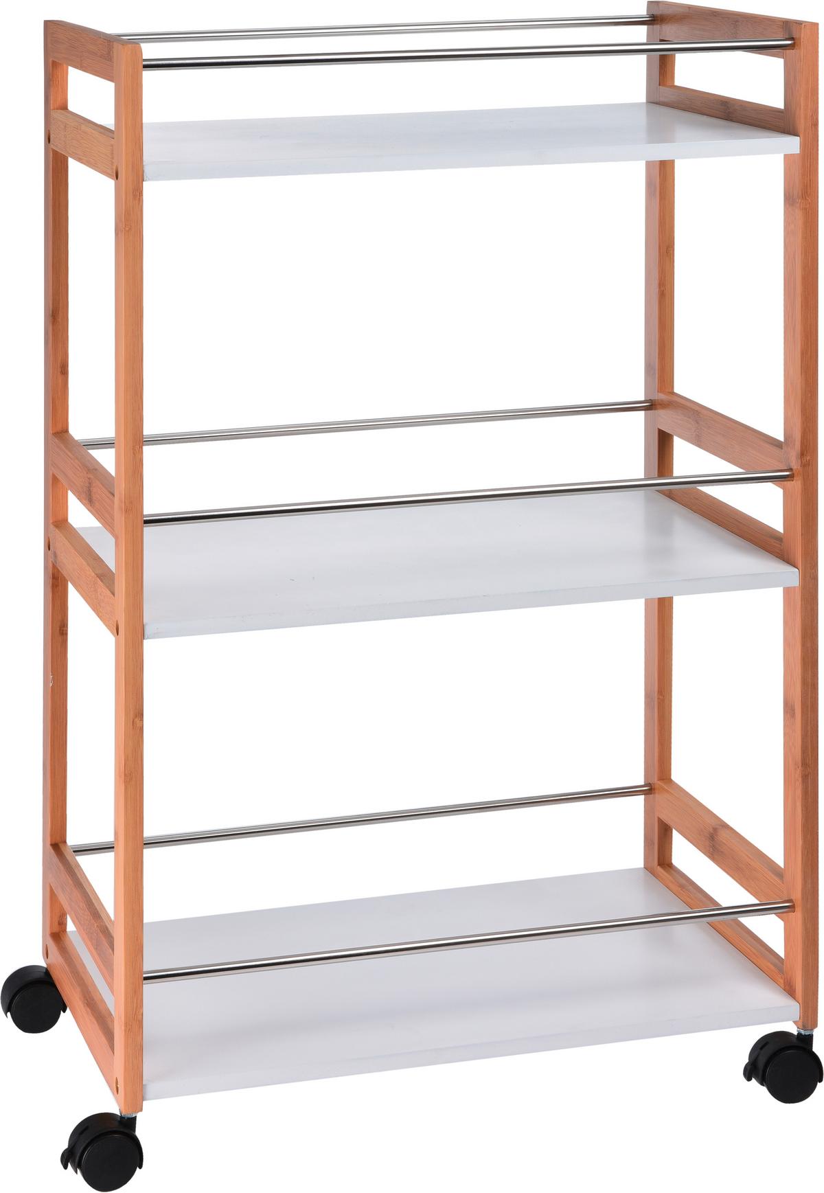 Küchenregal Bambus Mit Rollen B: 51 Cm Braun - Braun, Basics, Holz (51/80/30cm)
