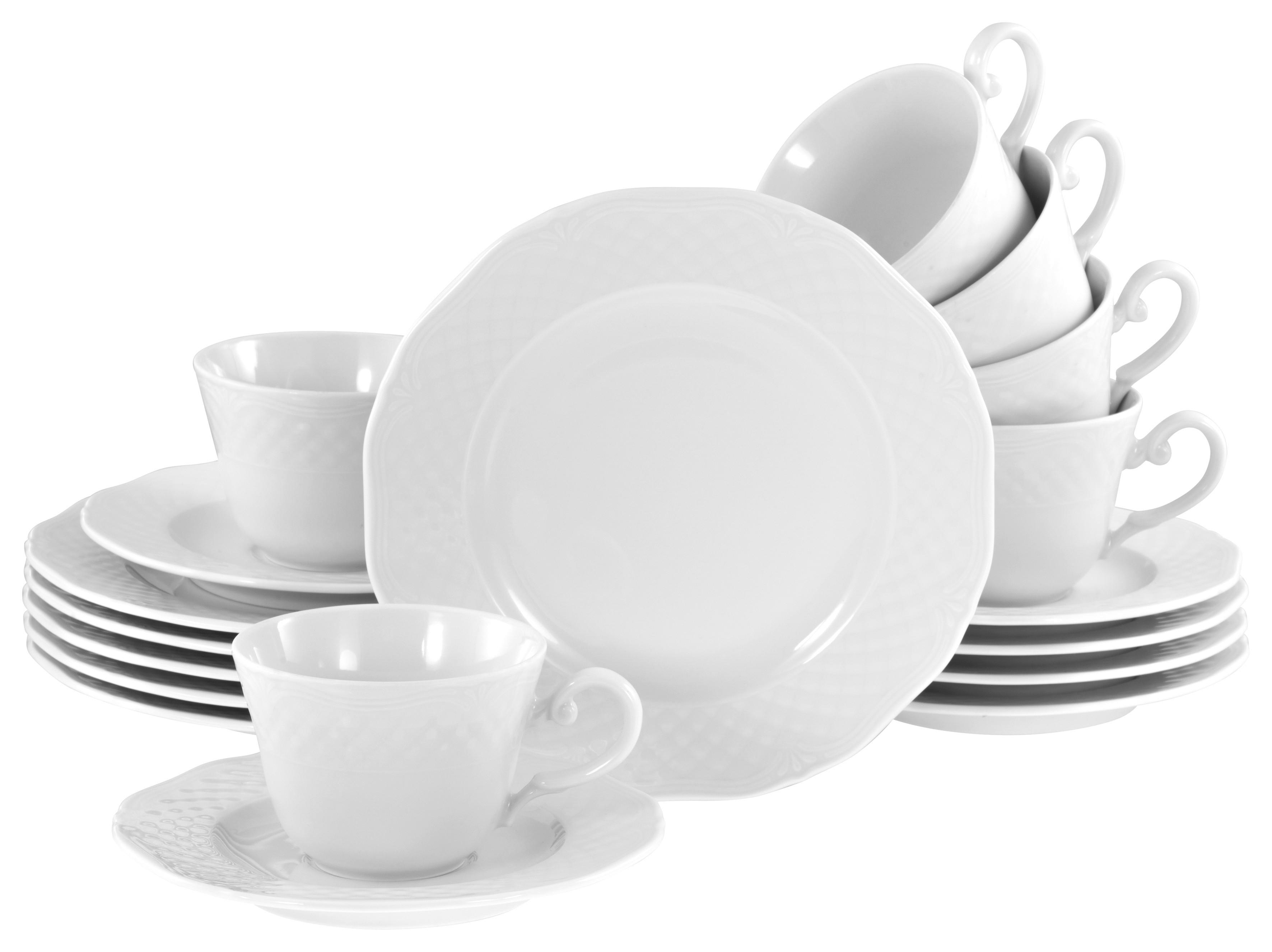 Kaffeeservice Arianne 18-Tlg. Keramik, Weiß - Weiß, Basics, Keramik - Creatable