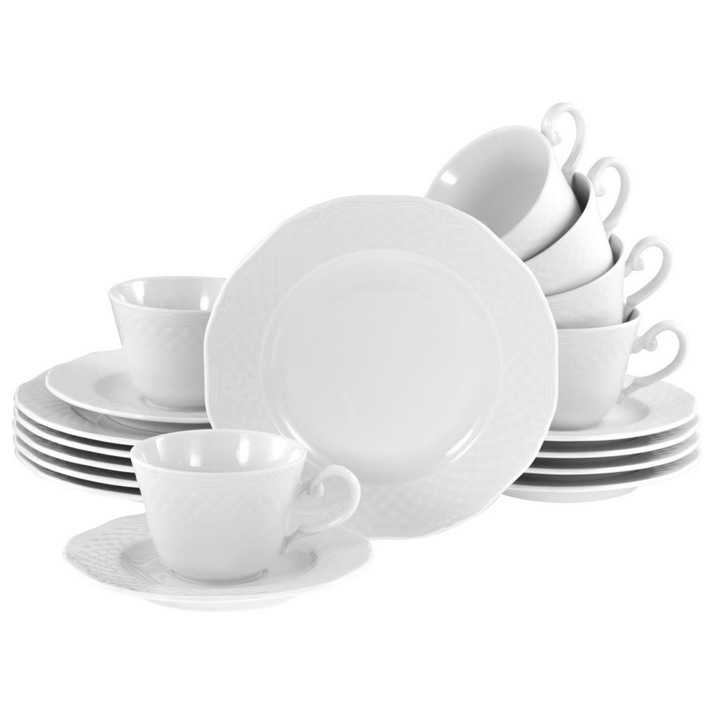 Kaffeeservice Arianne 18--Teilig. Keramik, weiß