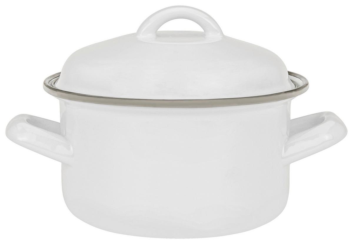 Kochtopf Kosima 0,8 L Carbonstahl mit Deckel - Weiß, LIFESTYLE, Metall (12/9cm) - Luca Bessoni