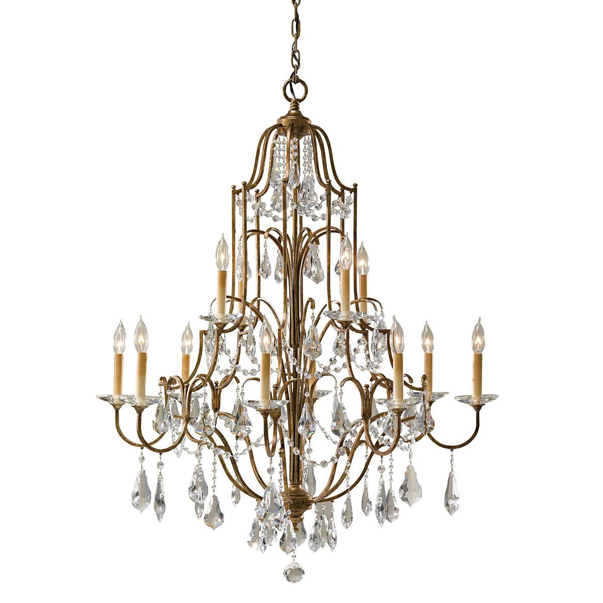 Kronleuchter Fe-valentina H: 125,2 Cm 12-Flammig - Bronzefarben, Natur, Glas/Metall (92.6/125.2cm) - Elstead Lighting