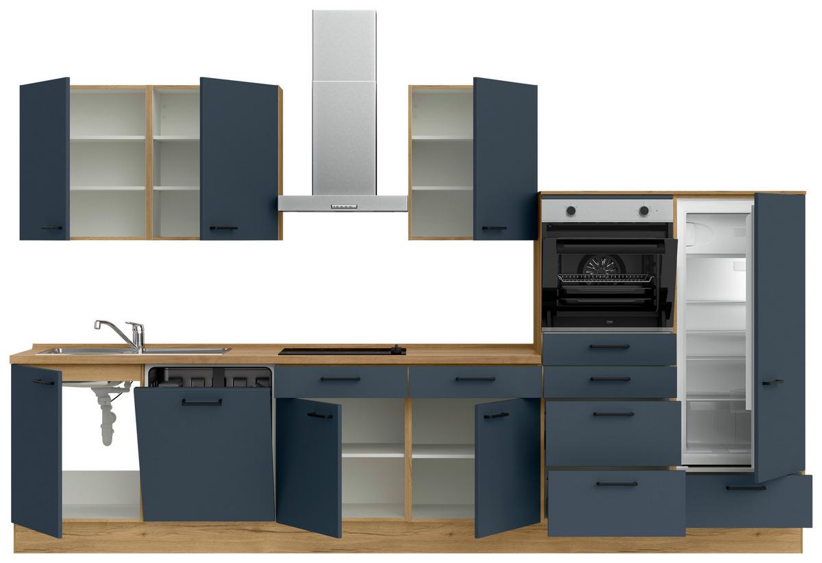 Küchenleerblock Easytouch Low-Line, L12 Rechts - Blau/Eichefarben, MODERN, Holzwerkstoff (360cm) - Nobilia