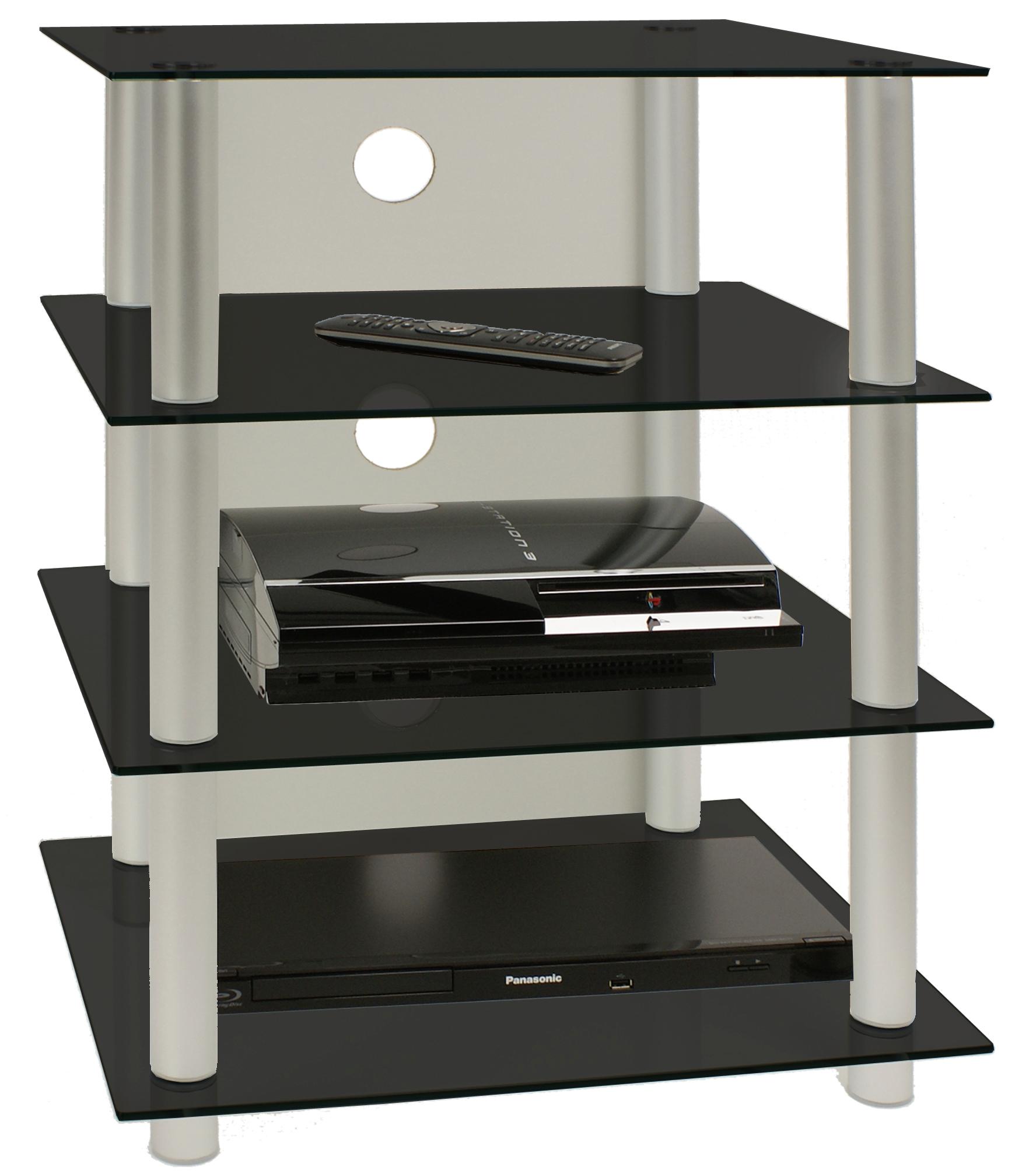 Phonotisch Blados B: 54 cm Schwarz/Silberfarben - Silberfarben/Schwarz, KONVENTIONELL, Glas/Metall (54/70/45cm) - MID.YOU