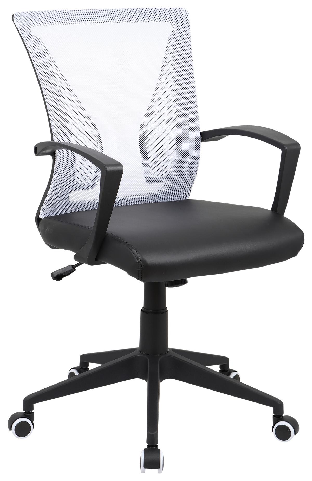 Drehstuhl Offilo Pu - Schwarz/Weiß, KONVENTIONELL, Kunststoff/Metall (48/92/46cm)