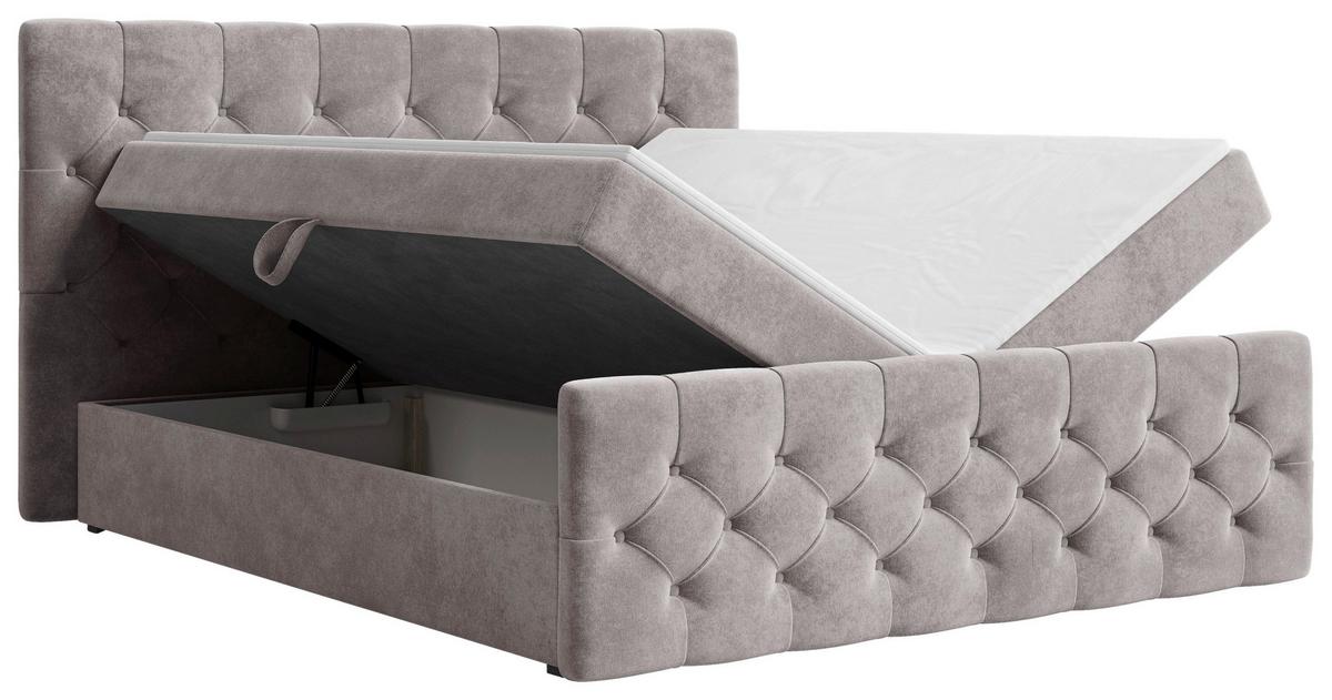 BOXBETT Karo Taupe 160x200cm - Taupe/Schwarz, MODERN, Holz/Kunststoff (160/200cm) - MID.YOU