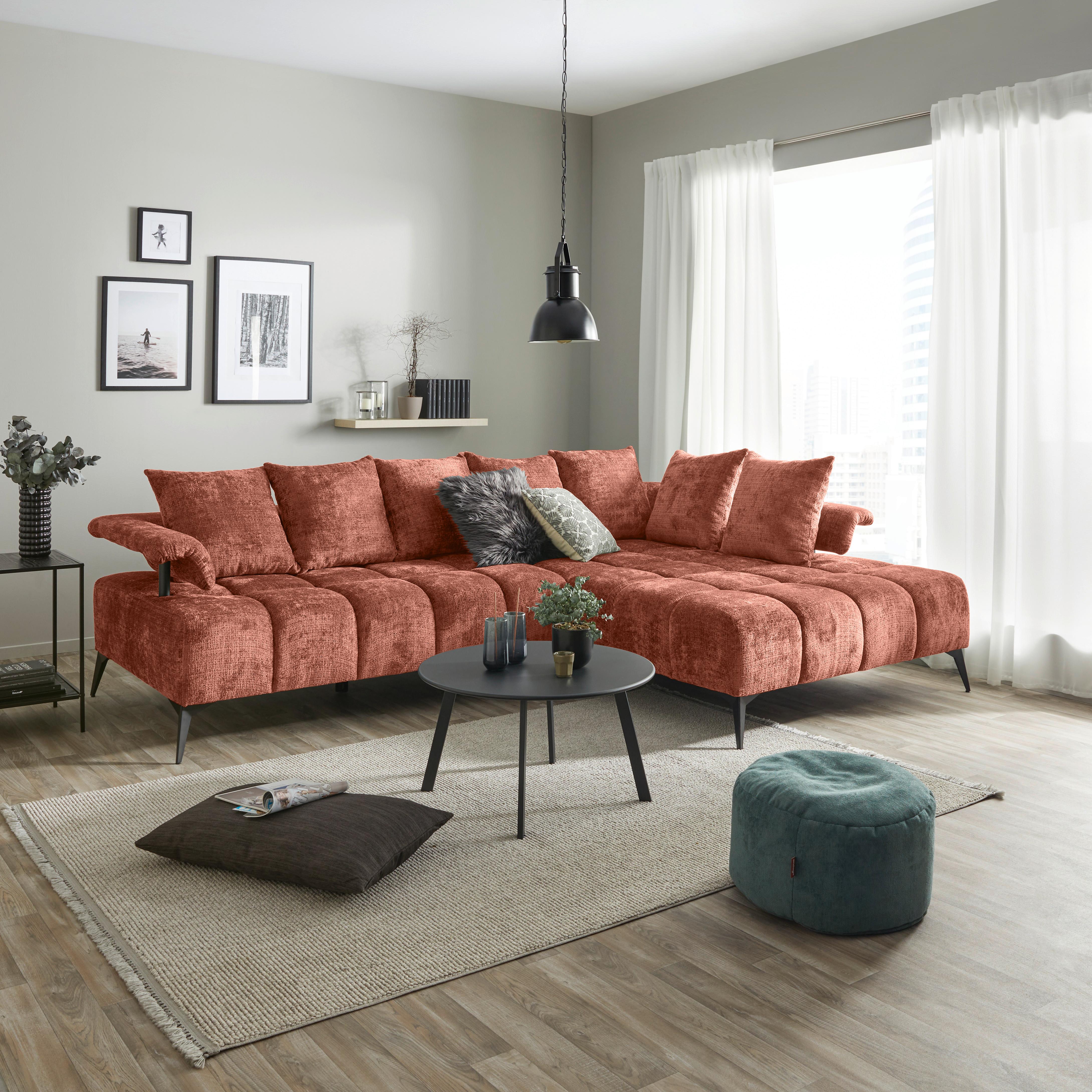 Sedacia súprava VANESSA NEW potrebná š. dverí 90 cm, pravá - čierna/hrdzavá, Modern, kov/textil (297/200cm)