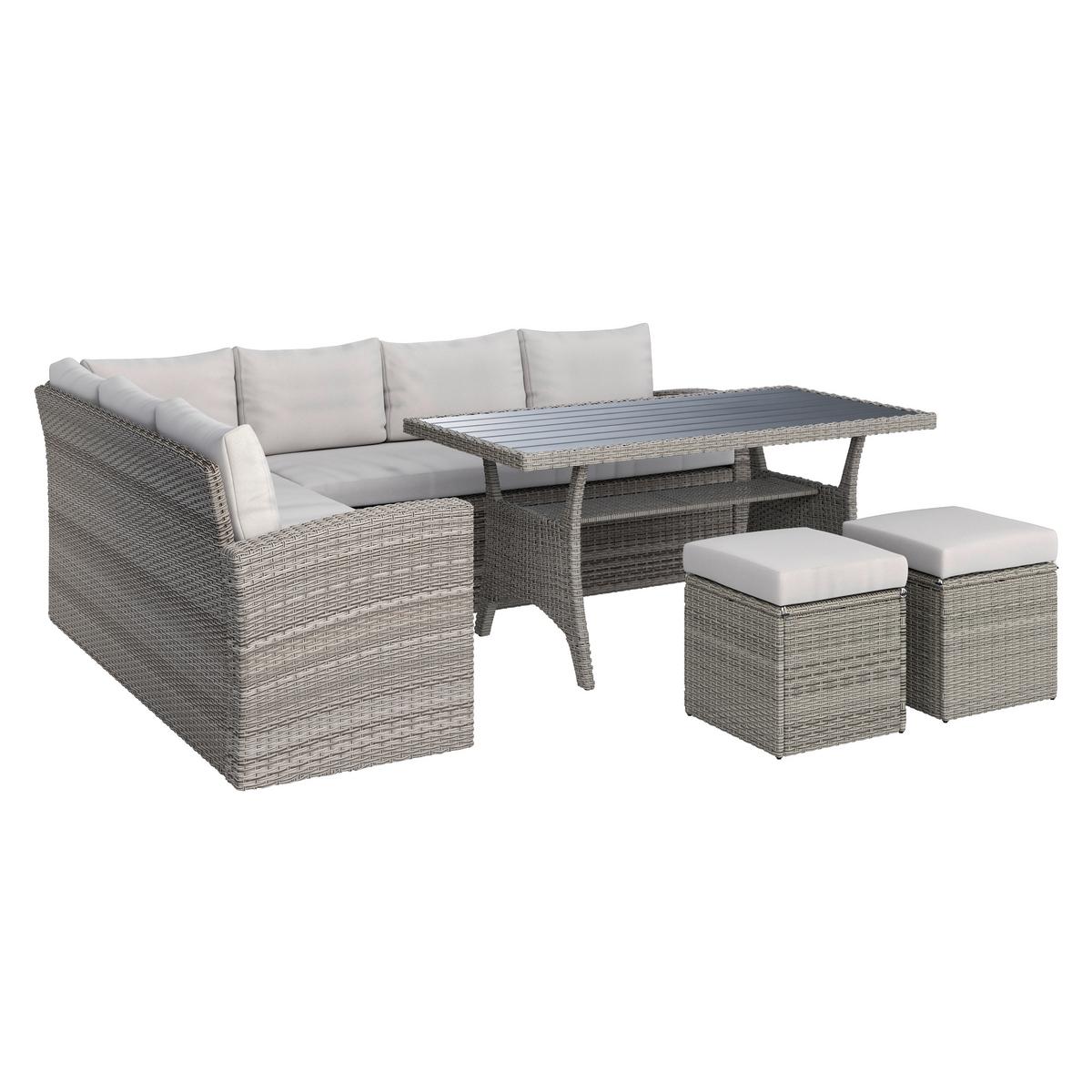 Ratanová záhradná zostava ALEX - sivá/svetlosivá, Modern, kompozitné drevo/textil (179/68/73cm) - Mömax