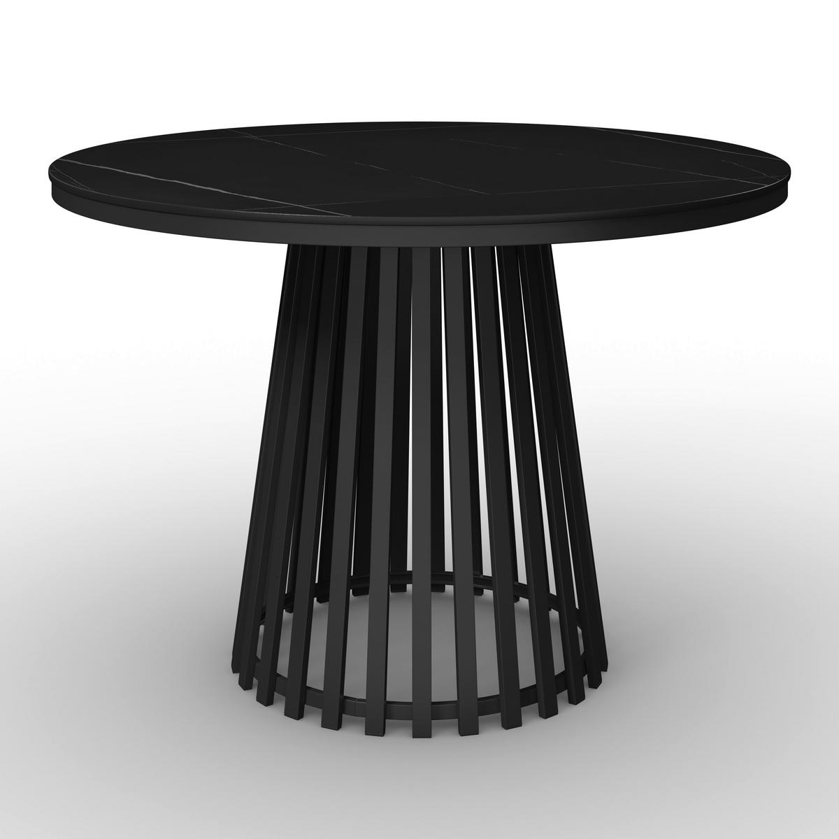 Jedálenský stôl Pela, P: 110 cm - čierna, Modern, kov/kompozitné drevo (110/110/75cm) - Bessagi Home