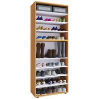 Schuhregal Lona XXL 9 Ablagen Buche Dekor H: 183 cm - Buchefarben/Schwarz, KONVENTIONELL, Holzwerkstoff (70/183/37cm) - MID.YOU